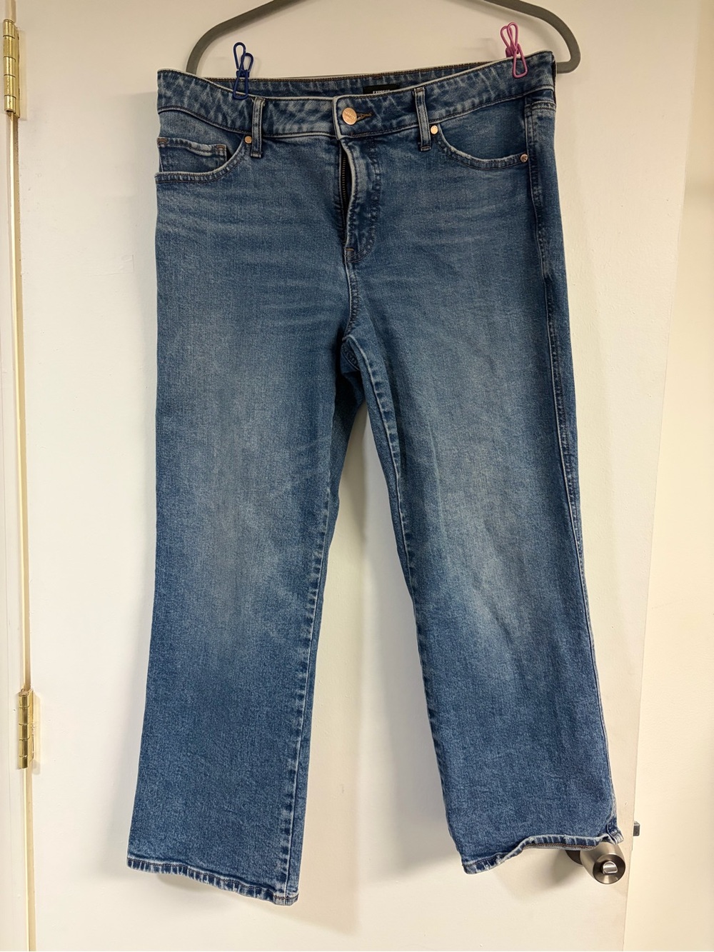 Express Mid-Blue Wide-Leg Jeans